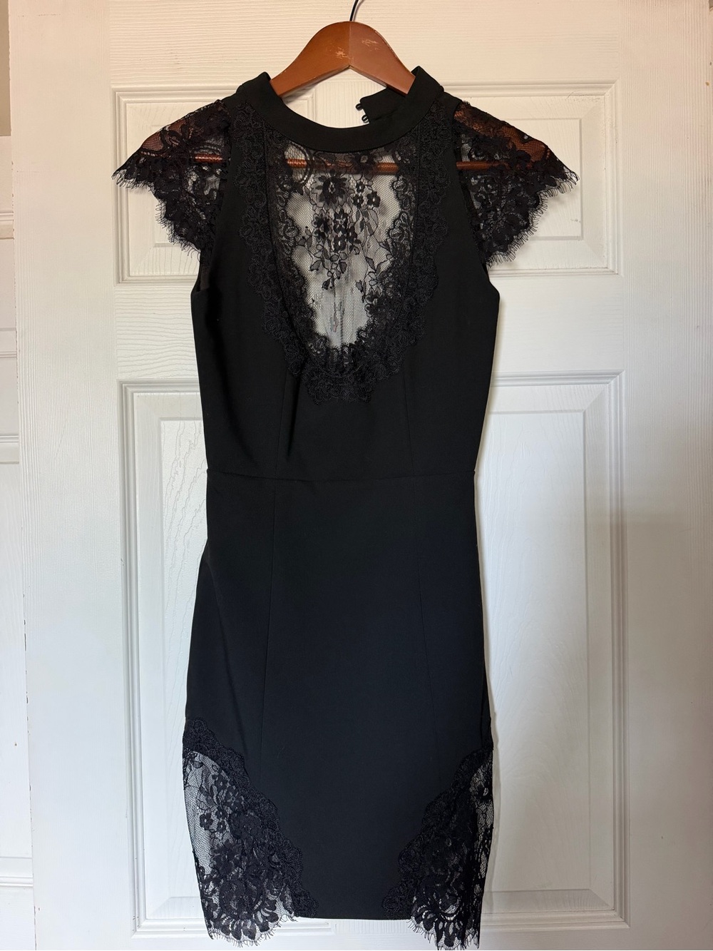 Black Lace-Trim Mini Dress - Picture 3 of 8